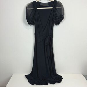 Yigal Azrouel Black Lace Sleeve Wrap Midi Dress 2